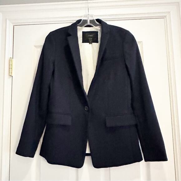 J Crew Regent Blazer Wool Flannel Size 0 Navy Blue B0323 Preppy Classic Modern - Picture 5 of 14